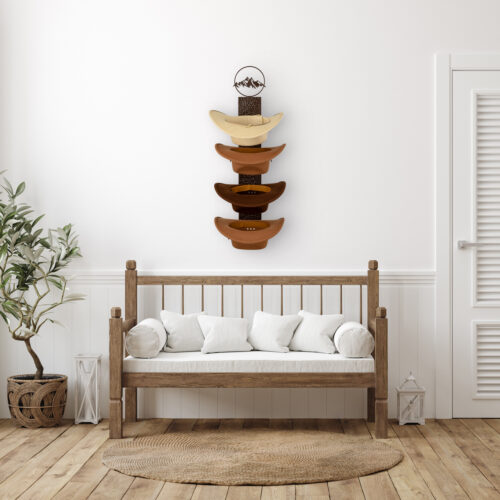 Scandinavian farmhouse hallway interior, wall mockup, 3d render